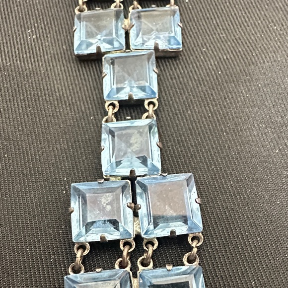 Vintage Sterling Link Bracelet w blue Topaz Gemstones - Picture 6 of 7